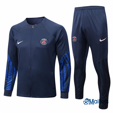 omaillots: Ensemble maillot Veste Survetement Paris PSG Foot Homme Bleu 2022 2023 Chinois