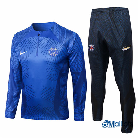 omaillots: Ensemble maillot Survetement Paris PSG Foot Homme Bleu 2022 2023 Thailande