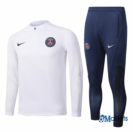 omaillots: Ensemble maillot Survetement Paris PSG Foot Homme Blanc 2022 2023 discout