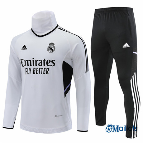 omaillots: Ensemble maillot Survetement Real Madrid Foot Homme Blanc 2022 2023 moins cher