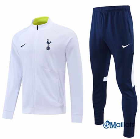 omaillots: Ensemble maillot Veste Survetement Tottenham Hotspur Foot Homme Blanc 2022 2023 discout