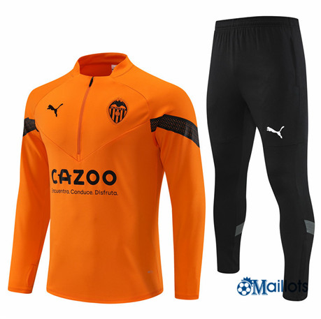 omaillots: Ensemble maillot Survetement Valence CF Foot Homme Orange 2022 2023 Flocage