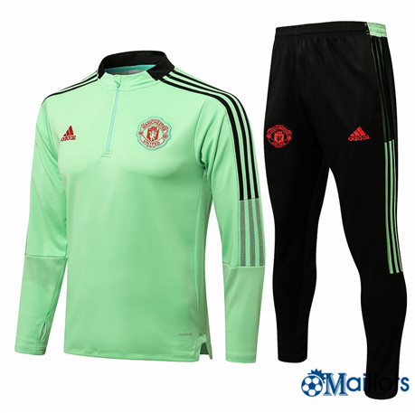 Grossiste omaillots Maillot Foot Ensemble Survetement Manchester United Foot Homme Vert 2022 2023