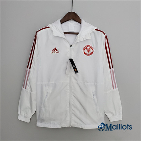 omaillots Maillot de football Veste Coupe vent Manchester United Blanc 2022 2023 om519