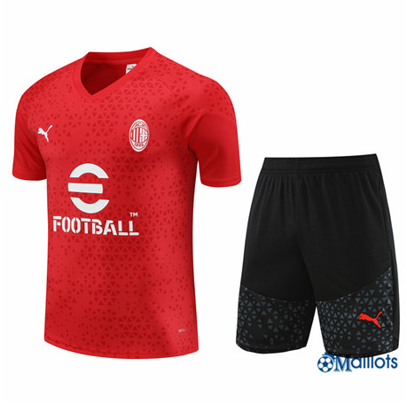 Maillot football AC Milan Enfant & Junior et Shorts Ensemble Entraînement Rouge 2023 2024 omN251