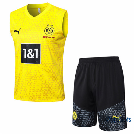 Maillot football Borussia Dortmund Debardeur et Shorts Ensemble Entraînement Jaune 2023 2024 omN150