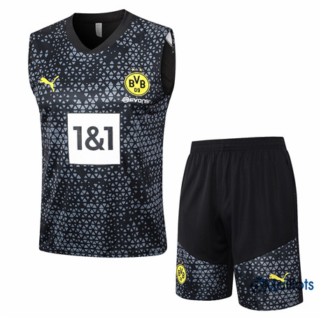 Maillot football Borussia Dortmund Debardeur et Shorts Ensemble Entraînement Noir 2023 2024 omN151