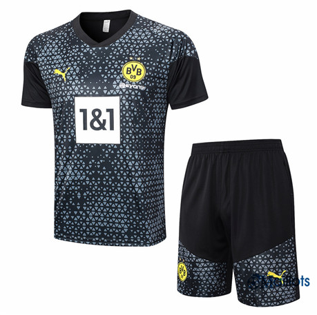 Maillot football Borussia Dortmund et Shorts Ensemble Entraînement Noir 2023 2024 omN157