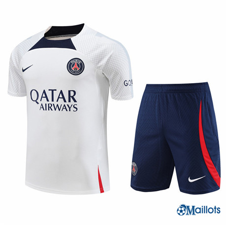 Maillot football Paris PSG et Shorts Ensemble Entraînement Blanc 2023 2024 omN200
