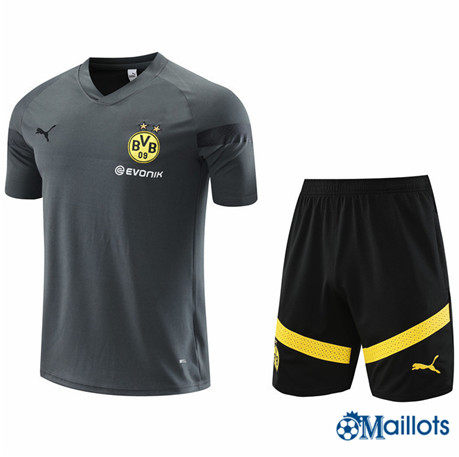 Omaillots Flocage Ensemble Maillot Foot Entraînement Borussia Dortmund et Short Ensemble Training gris 2022