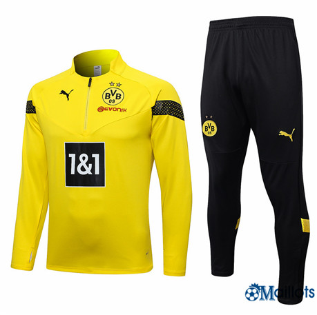 Omaillots Nouveau Ensemble Maillot Survêtement foot Borussia Dortmund Homme jaune 2022