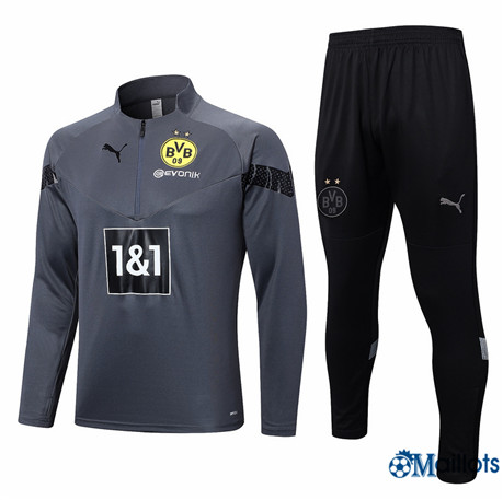 Omaillots Flocage Ensemble Maillot Survêtement foot Borussia Dortmund Homme gris 2022