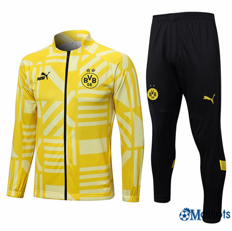 Omaillots Nouveau Ensemble Maillot Veste Survêtement foot Borussia Dortmund Homme jaune 2022
