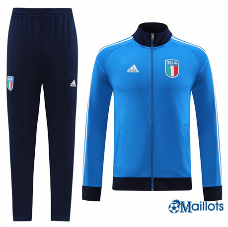 Omaillots Classique Ensemble Maillot Veste Survêtement foot Italie Homme Bleu 2022