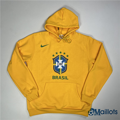 Grossiste NouveauMaillot Foot Sweat à Capuche - Training Brésil jaune 2023 2024