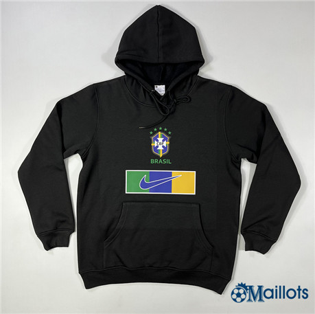 Omaillots Flocage Maillot Foot Sweat à Capuche - Training Brésil noir 2023 2024