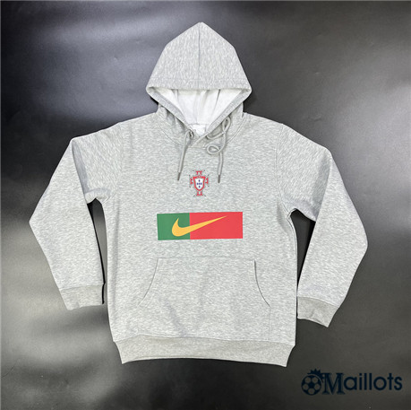 Omaillots Mode ‎ Maillot Foot Sweat à Capuche - Training Portugal gris 2023 2024