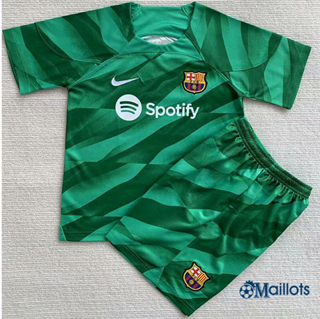Grossiste Maillot football FC Barcelone Enfant Gardien de but Vert 2023-2024