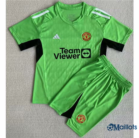 Classique omaillots Maillot Foot Manchester United Enfant goalkeeper Vert 2023-2024 om190