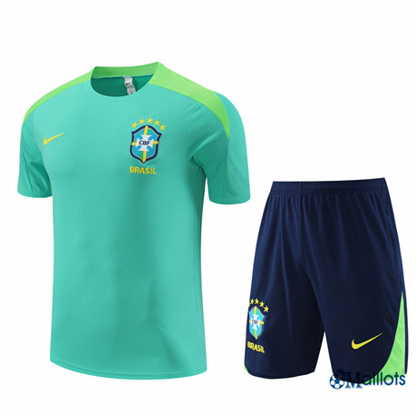 Maillot football Brésil Enfant et Shorts Ensemble Training vert 2024-2025 OM3436