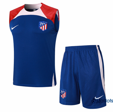 Grossiste Maillot foot Atletico Madrid Debardeur et Shorts Ensemble Training Bleu 2024-2025