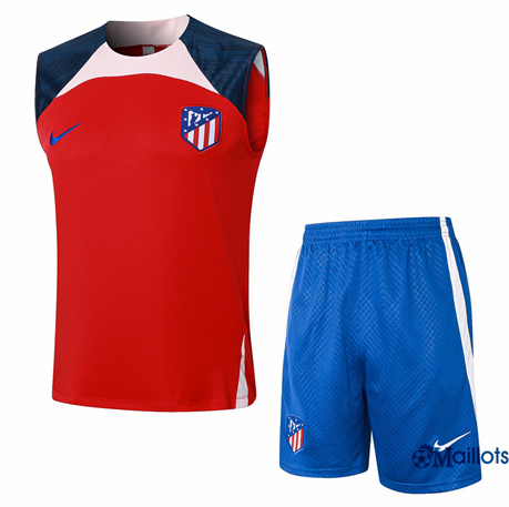 Grossiste Maillot football Atletico Madrid Debardeur et Shorts Ensemble Training Rouge 2024-2025