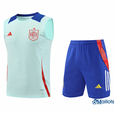 Nouveau Maillot football Espagne Debardeur et Shorts Ensemble Training Bleu 2024-2025