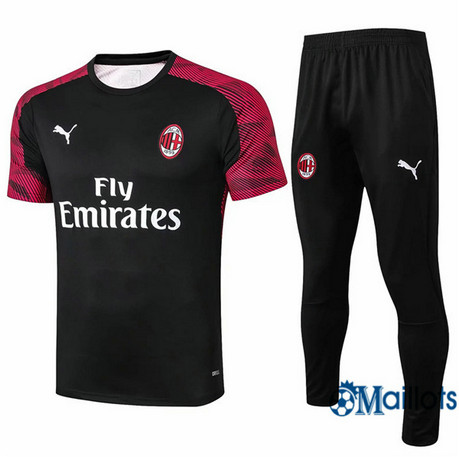 Maillot Entraînement AC Milan et pantalon Training Rouge Foncé/Noir 2019 2020