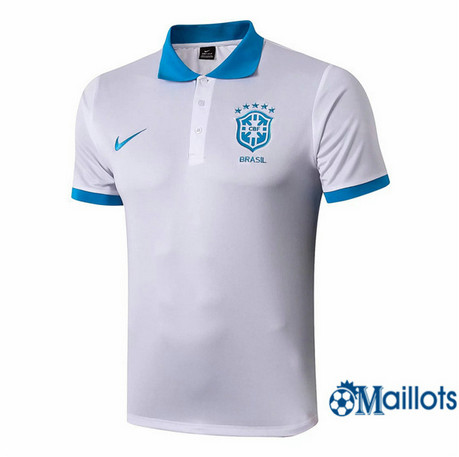 Maillot football Brésil POLO Blanc/Noir/Bleu 2019 2020