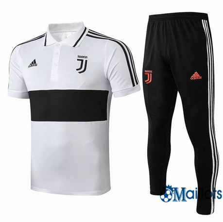 Maillot Entraînement Juventus POLO et pantalon Training Blanc/Noir 2019 2020