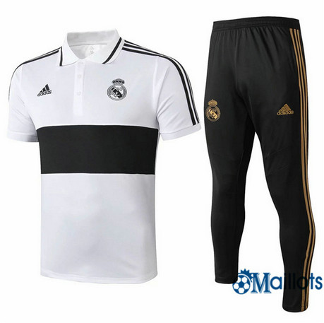 Maillot Entraînement Real Madrid POLO et pantalon Training Blanc/Noir 2019 2020