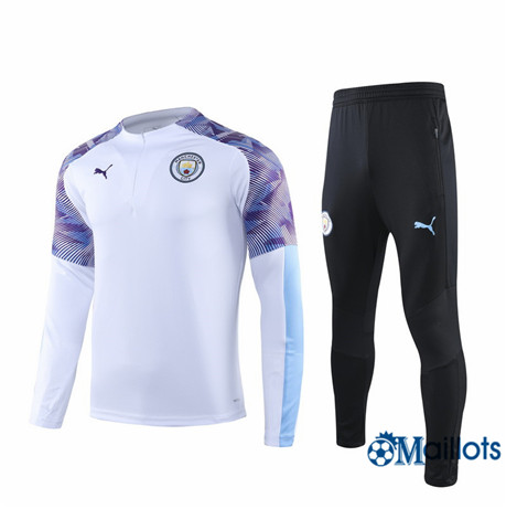 Survetement Manchester City Blanc/Noir sweat zippé 2019 2020