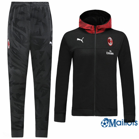 Survetement à Capuche AC Milan Noir/Rouge 2019 2020