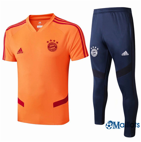Maillot Entraînement Bayern Munich et pantalon Training Orange/Bleu Marine Col V 2019 2020