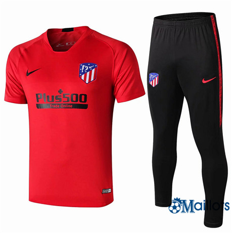 Maillot Entraînement Atletico Madrid et pantalon Training Rouge/Noir Col V 2019 2020