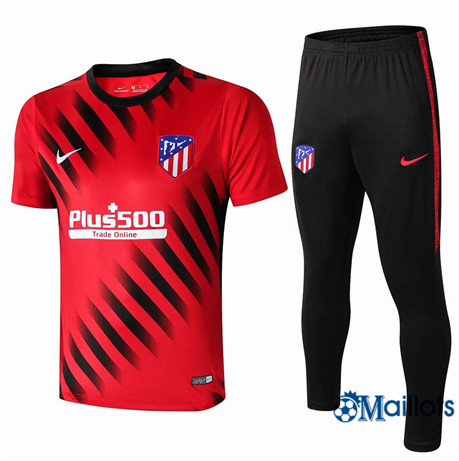 Maillot Entraînement Atletico Madrid et pantalon Training Rouge/Noir Col Rond 2019 2020