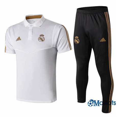 Maillot Entraînement Real Madrid POLO et pantalon Training Blanc/Noir 2019 2020