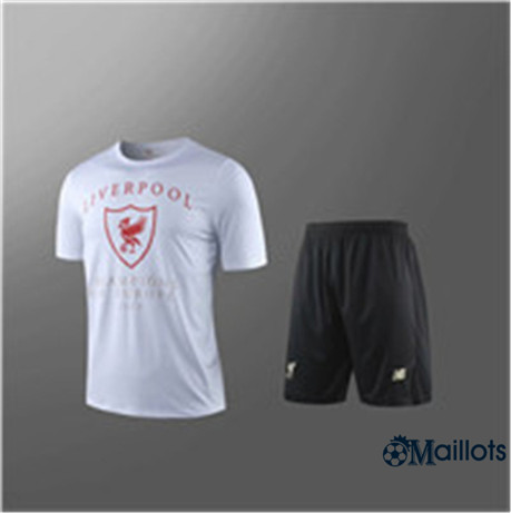 Maillot Entraînement Liverpool et pantalon Training Blanc/Noir Col Rond 2019 2020