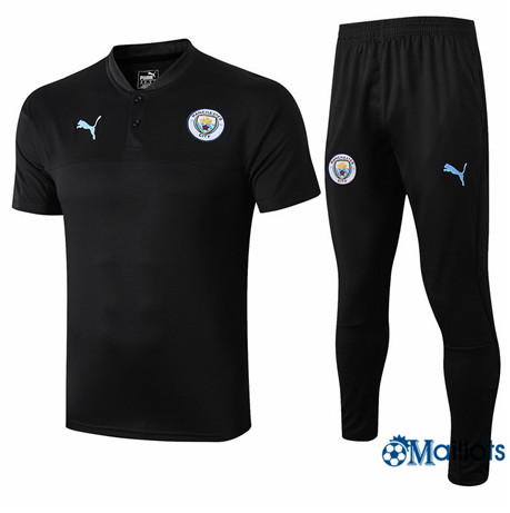 Maillot Entraînement Manchester City et pantalon Training Noir Col V 2019 2020