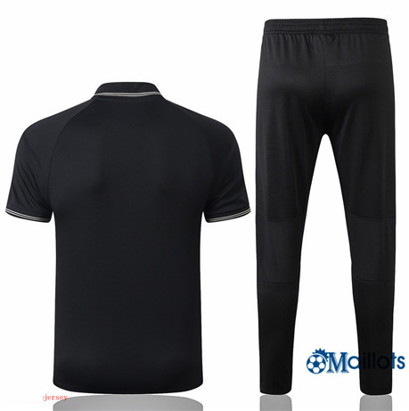 Grossiste football Maillot Entraînement Juventus POLO et pantalon Training Noir/Blanc bande 2019 2020