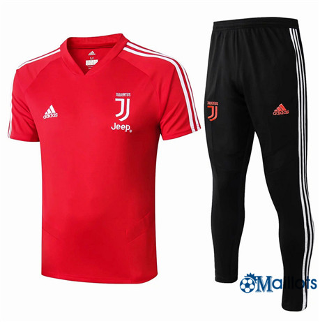 Maillot Entraînement Juventus et pantalon Training Rouge/Noir Col V 2019 2020