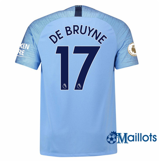 Maillot de Football Manchester City 17 Kevin De Bruyne Domicile 2018 2019