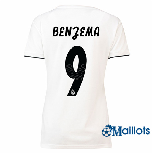 Maillot de Football Femme Real Madrid 9 Benzema Domicile 2018 2019